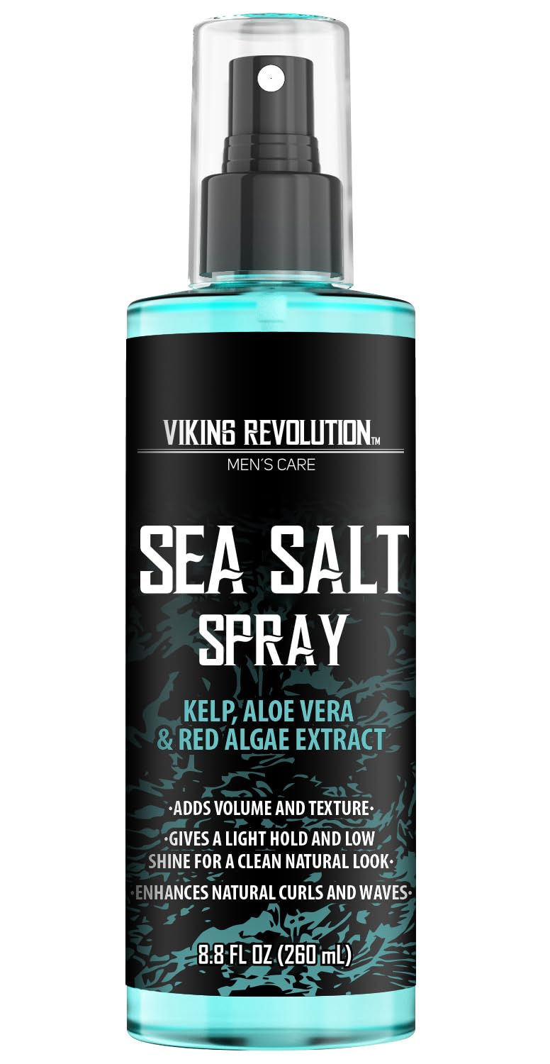 Viking Revolution Sea Salt Spray for Men & Women – Texturizing Hair Spray with Kelp, Aloe Vera & Red Algae – Adds Volume & Beach Waves, 8.8oz