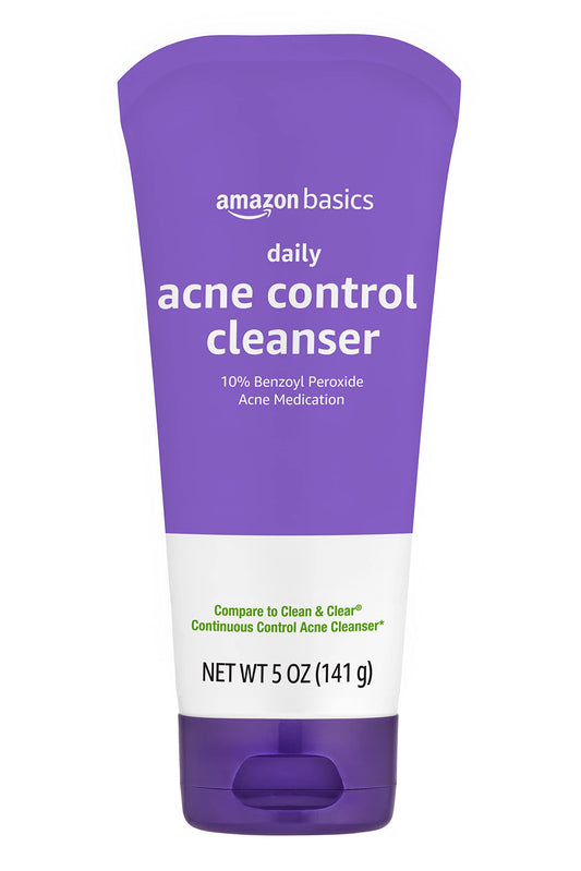 Amazon Basics Acne Cleanser Face Wash - Daily Control, Maximum Strength 10% Benzoyl Peroxide, 5 Ounce