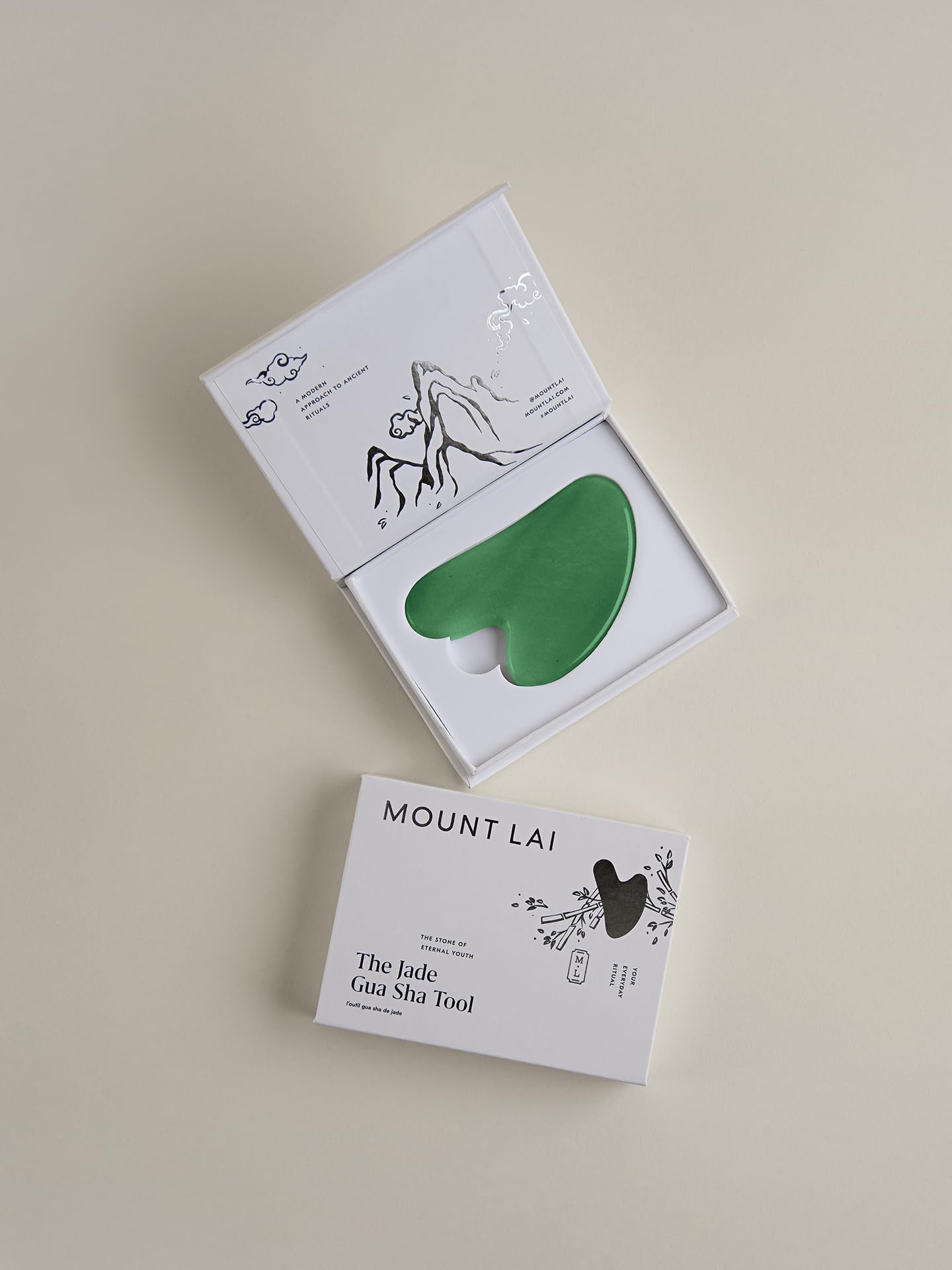 Mount Lai Jade Gua Sha Facial Tool – 100% Genuine Jade for Face Sculpting, Lymphatic Drainage, Puffiness Reduction & Radiance