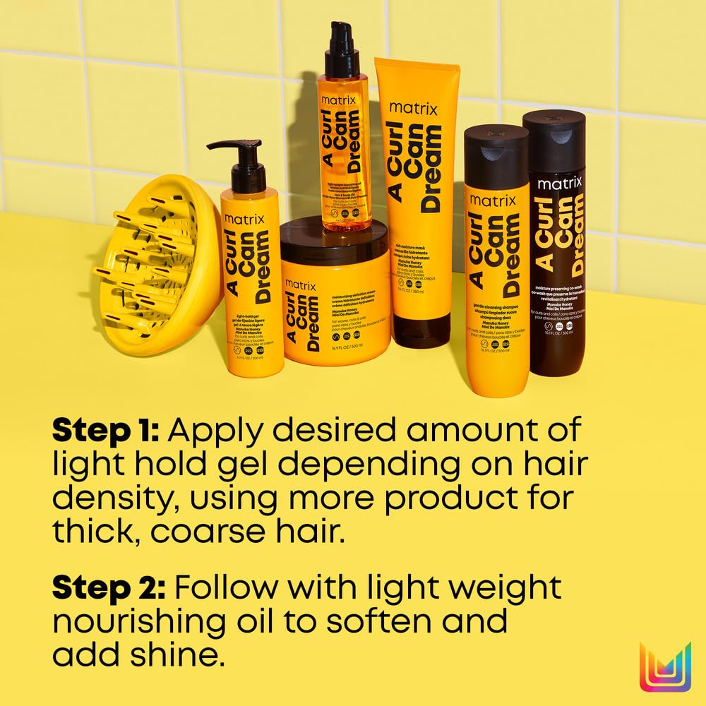 Matrix A Curl Can Dream Light Hold Gel - Defines Curls & Coils, Controls Frizz Without Crunch or Flakes, Silicone, Sulfate & Paraben-Free, Salon Formula