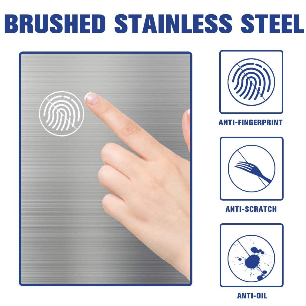 13-Gallon Touch-Free Kitchen Trash Can – Automatic High-Capacity Garbage Bin with Lid, Brushed Stainless Steel for Home & Office