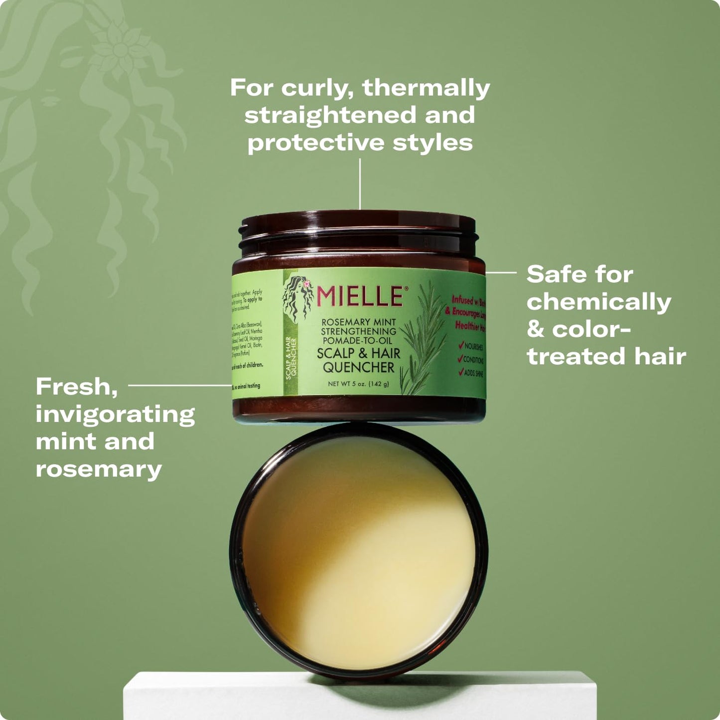 Mielle Organics Rosemary & Mint Hair Pomade – Natural Moisturizer for Scalp & Hair, Adds Shine, Defines Waves & Prevents Dryness (5 oz)