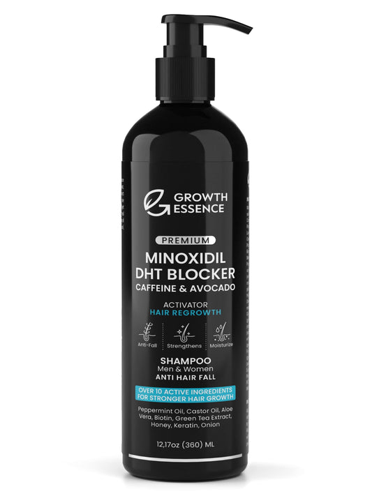 Minoxidil & Biotin Hair Growth Shampoo – Caffeine, Castor Oil & Onion Enriched DHT Blocker for Thicker, Stronger, Healthier Hair for Men & Women
