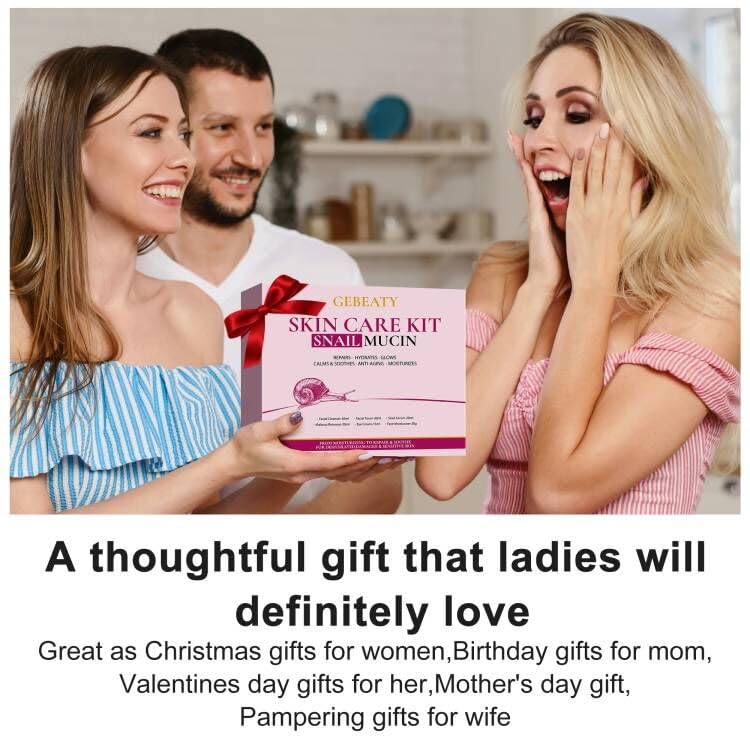 Korean Snail Mucin Skincare Set – 6 Pcs Anti-Aging, Hydrating & Repairing Glass Skin Kit for Dull, Dry Skin – Gift Set for Women & Teens