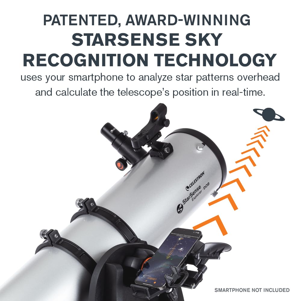 Celestron StarSense Explorer 150AZ Telescope – 150mm Tabletop Dobsonian, App-Enabled, Smartphone Dock, iPhone & Android, Beginner-Friendly