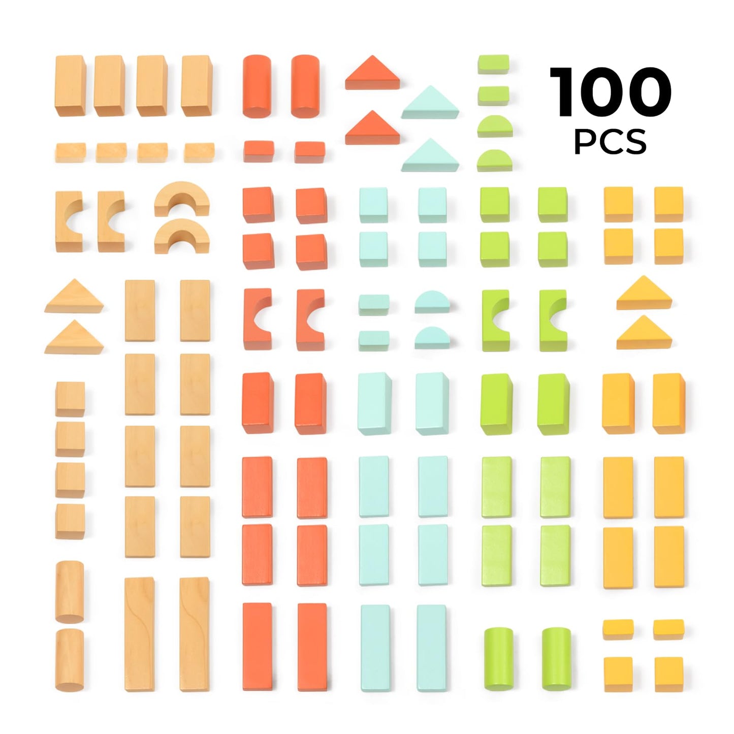 MEEYOO 100pcs Wooden Building Blocks for Toddlers 1-3, Montessori Toys with Storage Bucket, Baby Shower Gift for Boys & Girls