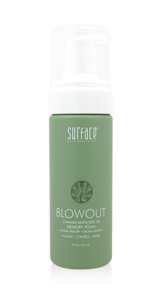 SURFACE Hair Blowout Memory Foam Mousse 5 fl oz – Lightweight Volumizing & Heat Protectant for Men & Women, Infused with Babassu Oil