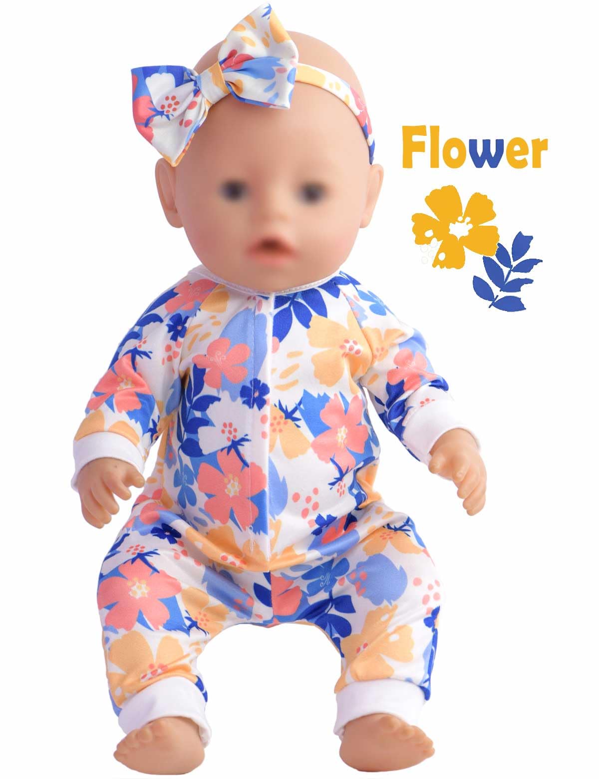 Sweet Dolly Baby Doll Accessories 5 Set Baby Doll Clothes and Headbands for 14-18 Inch Dolls, 10 PCs in Total