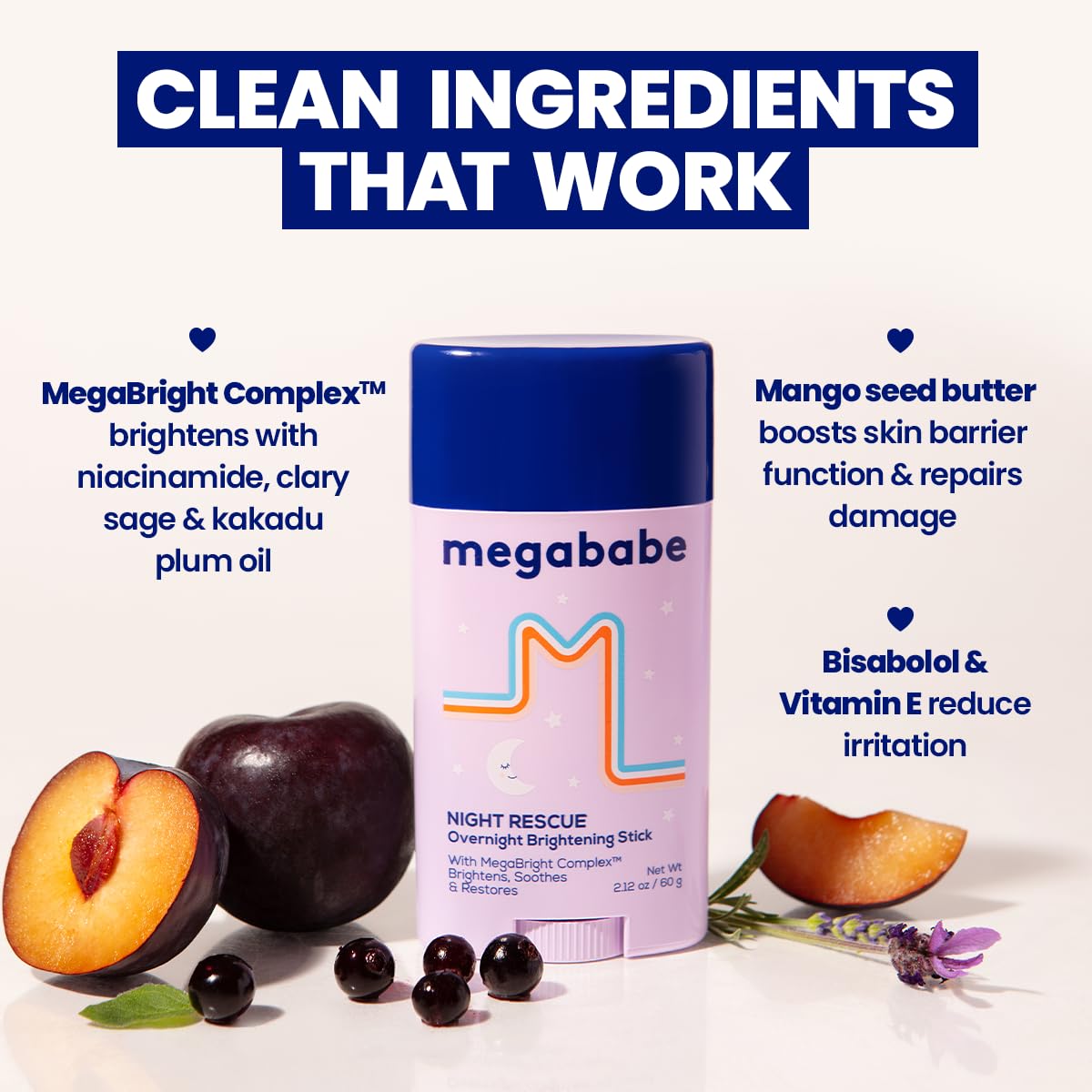 Megababe Night Rescue | Brightening & Soothing | 2.12 oz