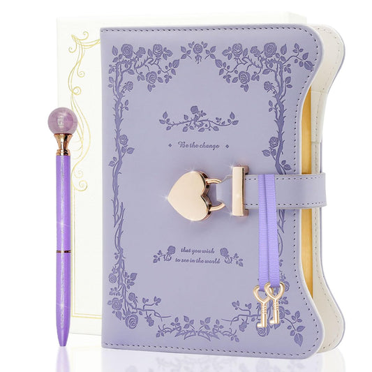 SCI Girls’ Locking Diary with Pen – 360 Pages Journal, Cute Lavender Purple Gift for Ages 8-14, Teen Girls Secret Journal Set