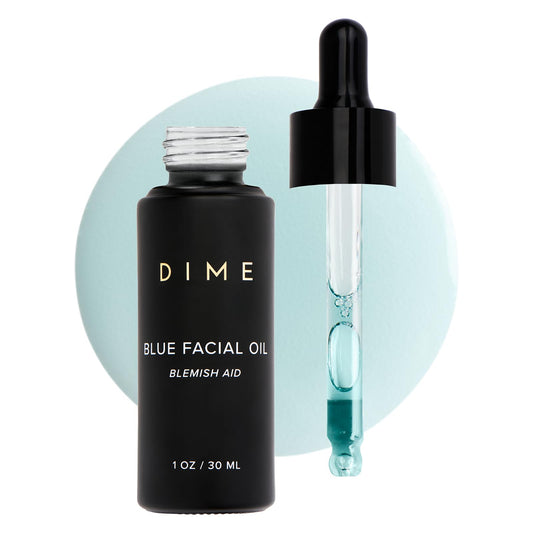 DIME Beauty Blue Facial Oil, 1 oz / 30 mL - Blemish Spot Treatment with Blue Tansy, Black Cumin Seed, Rosehip, and Grapeseed Oils