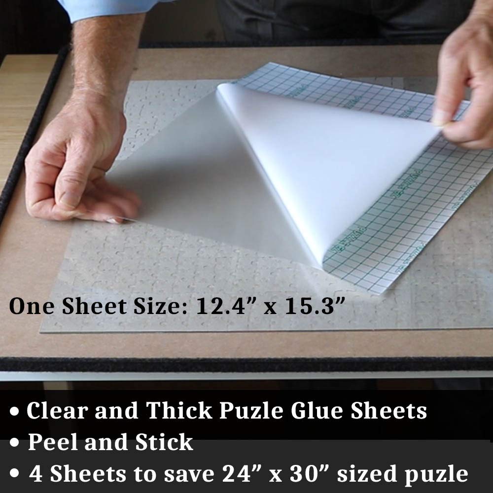 Puzzle Glue Sheets Clear Extra Large Puzzle Saver Peel and Stick - Preserve 1000 Piece Puzzles in Minutes