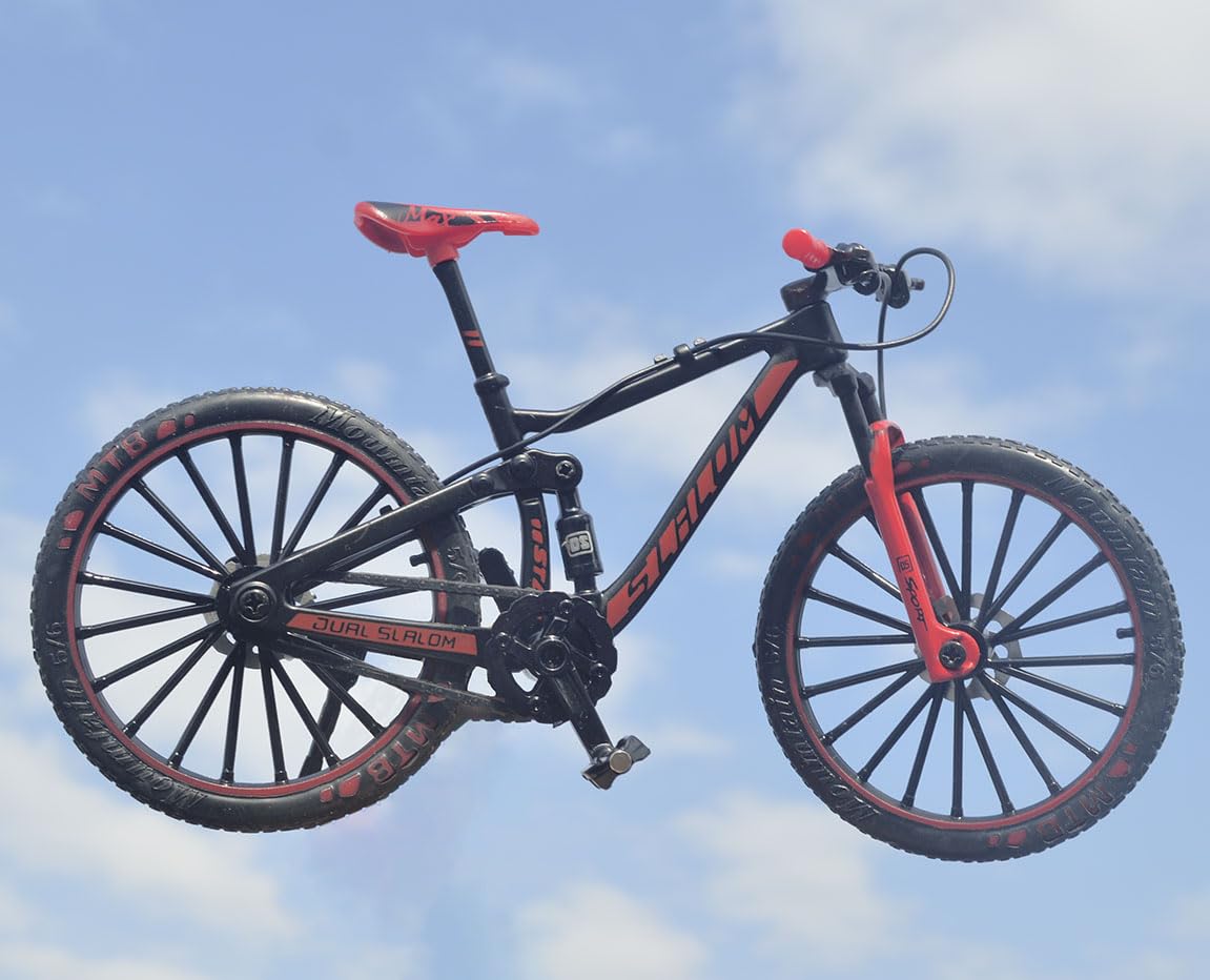 Ailejia Mini Finger Mountain MTB Bike Ornament – Downhill Racing Bicycle Toy, Cake Topper & Home Decoration, Black Red