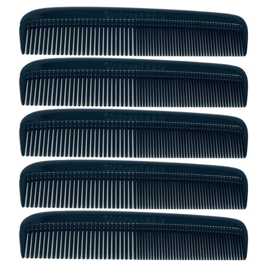 GENTS 5-Pack Pocket Combs for Men – Black Unbreakable Round Teeth Beard, Mustache & Hair Combs | Fine & Coarse Teeth, Travel-Friendly Grooming Set