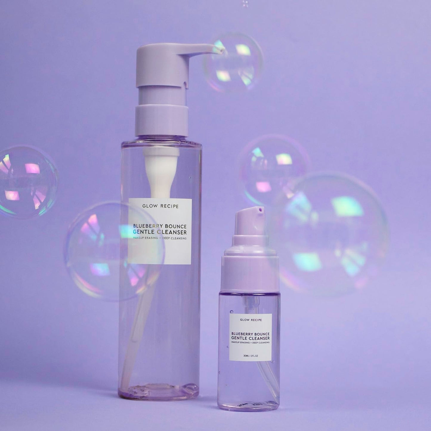 Glow Recipe Blueberry Bounce Travel Face Wash - Foaming Cleanser, Makeup Remover & Mask with Hyaluronic Acid & Gentle AHA, 30ml