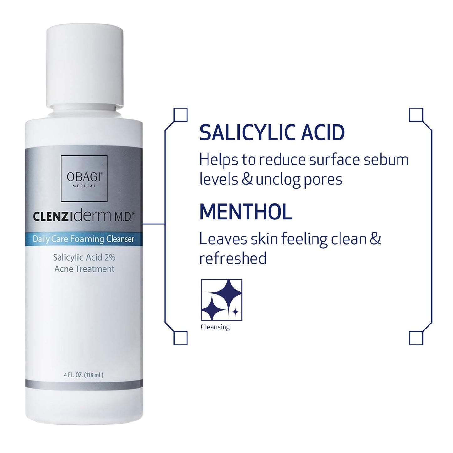 Obagi Medical CLENZIderm M.D. Daily Care Foaming Acne Cleanser - Acne Treatment with 2% Salicylic Acid (BHA) - 4 oz