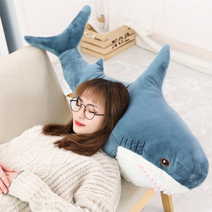 XIYUAN 39.3'' Giant Shark Plush Toy – Soft Stuffed Animal Pillow, Chubby Shark Cushion for Kids, Home Décor & Bedtime Gift