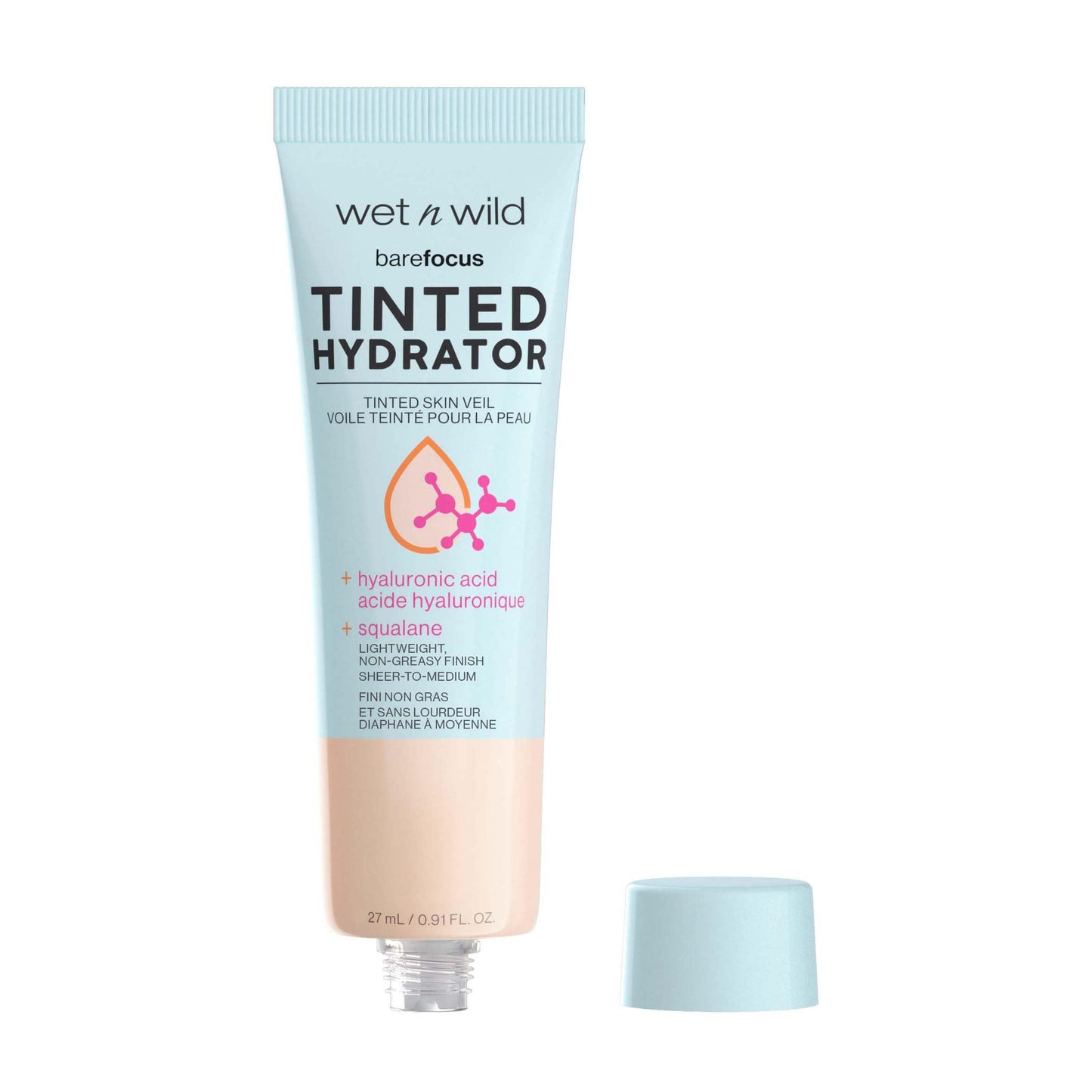 Wet n Wild Bare Focus Tinted Hydrator - Sheer-to-Medium Coverage, Lightweight Skin Veil with Hyaluronic Acid & Vegan Squalane, Semi-Matte, Light Medium