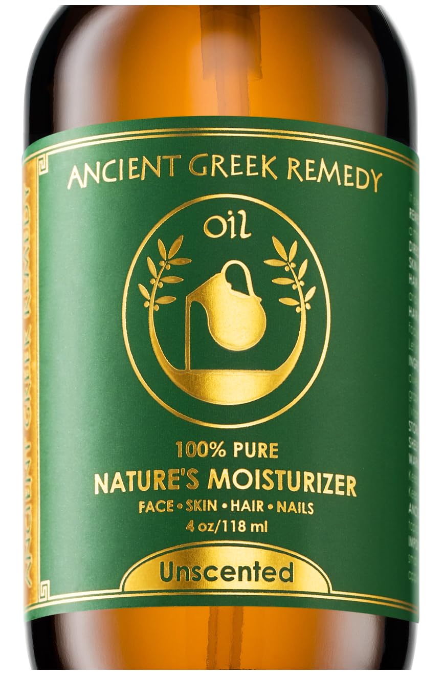 Ancient Greek Hydrating Face & Body Oil – Anti-Aging Serum with Jojoba, Rosehip, Almond, Olive & Vitamin E, Fragrance-Free, 4 fl oz