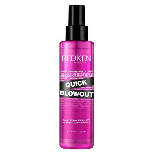 Redken Quick Blowout Heat Protectant Spray – Lightweight Blowdry Primer for All Hair Types, Smooths, Adds Shine & Protects from Heat, 4.2 Fl Oz