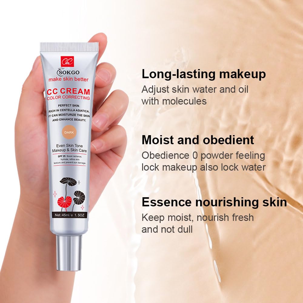 Color Correcting CC Cream, Full-Coverage Foundation, SPF 25, Even Skin Tone, Hydrating Cream