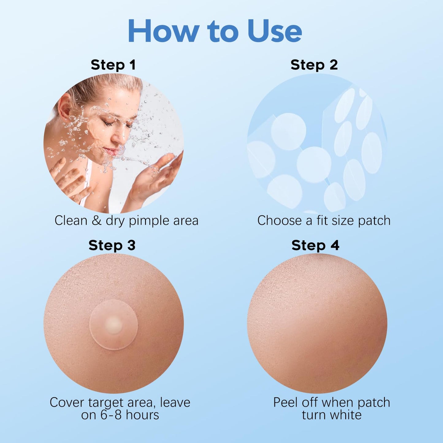 Large Acne Pimple Patches for Face – 331 Hydrocolloid Spots, 7 Sizes, Tea Tree, Salicylic Acid & Cica Oil, Big Spot Covers