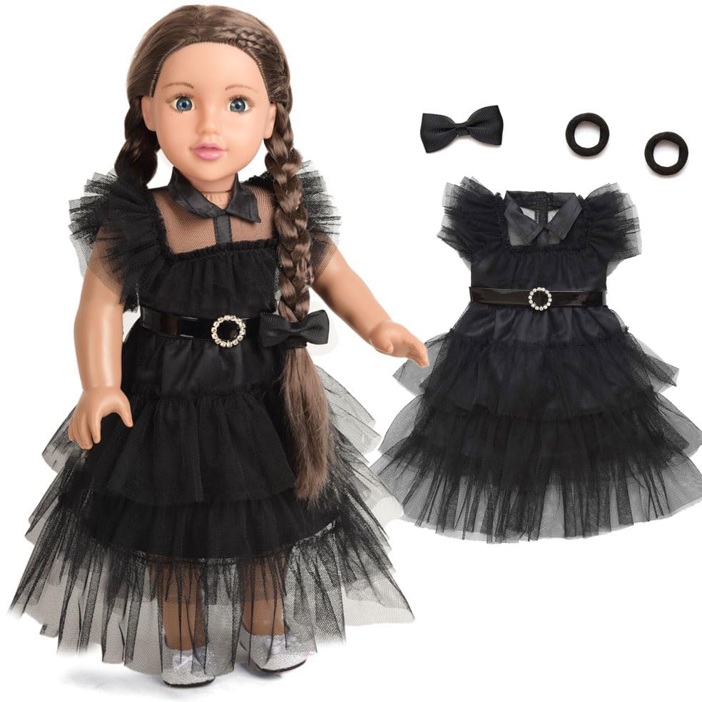 Sweet Dolly 18 Inch Doll Clothes Black Party Dress Costume Accessories for 18 Inch Dolls (Doll NOT Included)