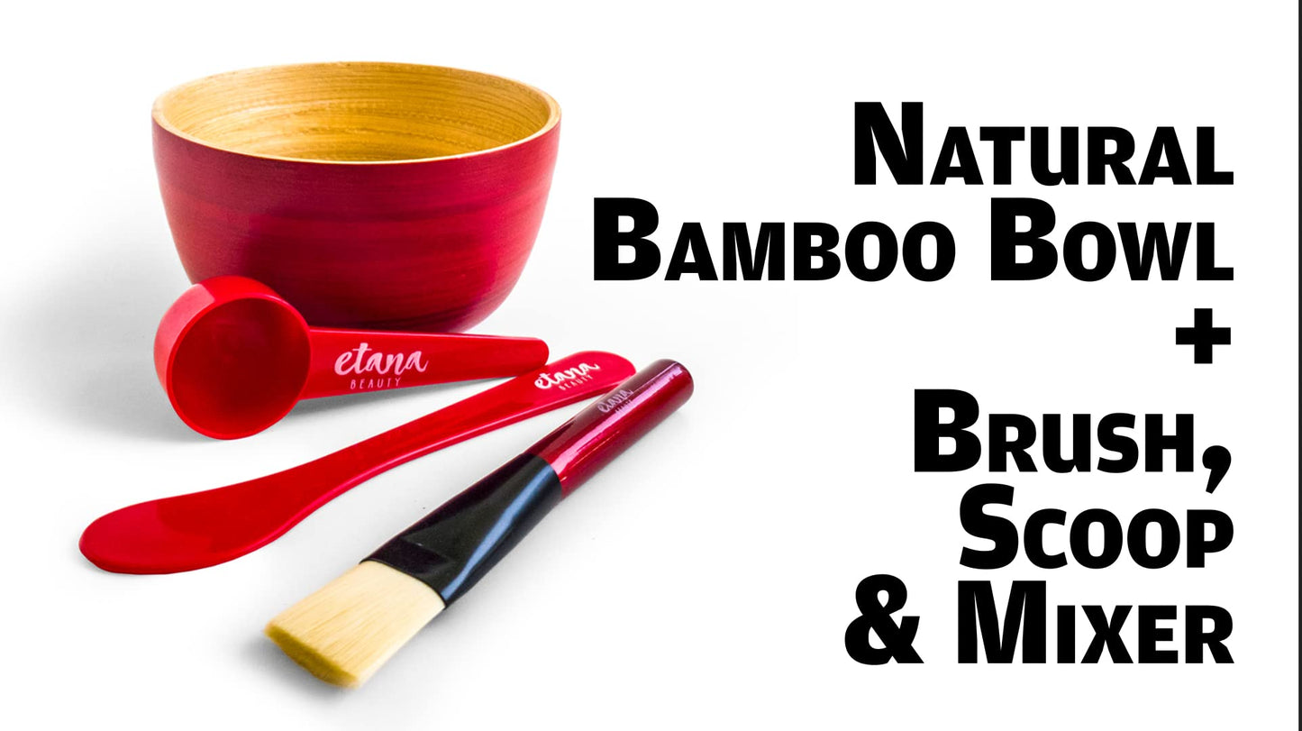 Aztec Secret Premium Clay Mask Kit by Etana Beauty – 1lb Indian Healing Clay, 16oz ACV, Bamboo Bowl, Brush, Scoop & Tote