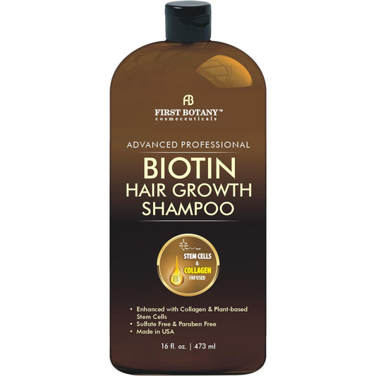 Hair Regrowth & Anti-Hair Loss Shampoo 16 fl oz – DHT Blockers, Collagen & Stem Cells – Daily Hydrating, Detoxifying & Volumizing Formula for Men & Women