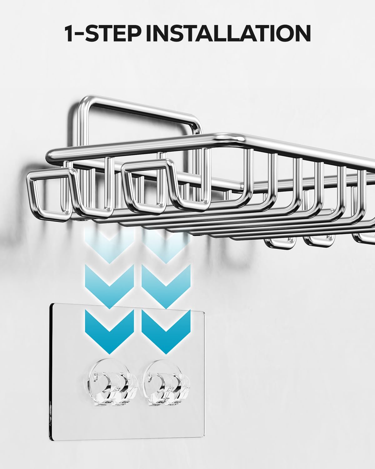 Nieifi Bar Soap Holder for Shower Wall with 4 Hooks, Stainless Steel Adhesive Soap Dish for Bathroom, Silver