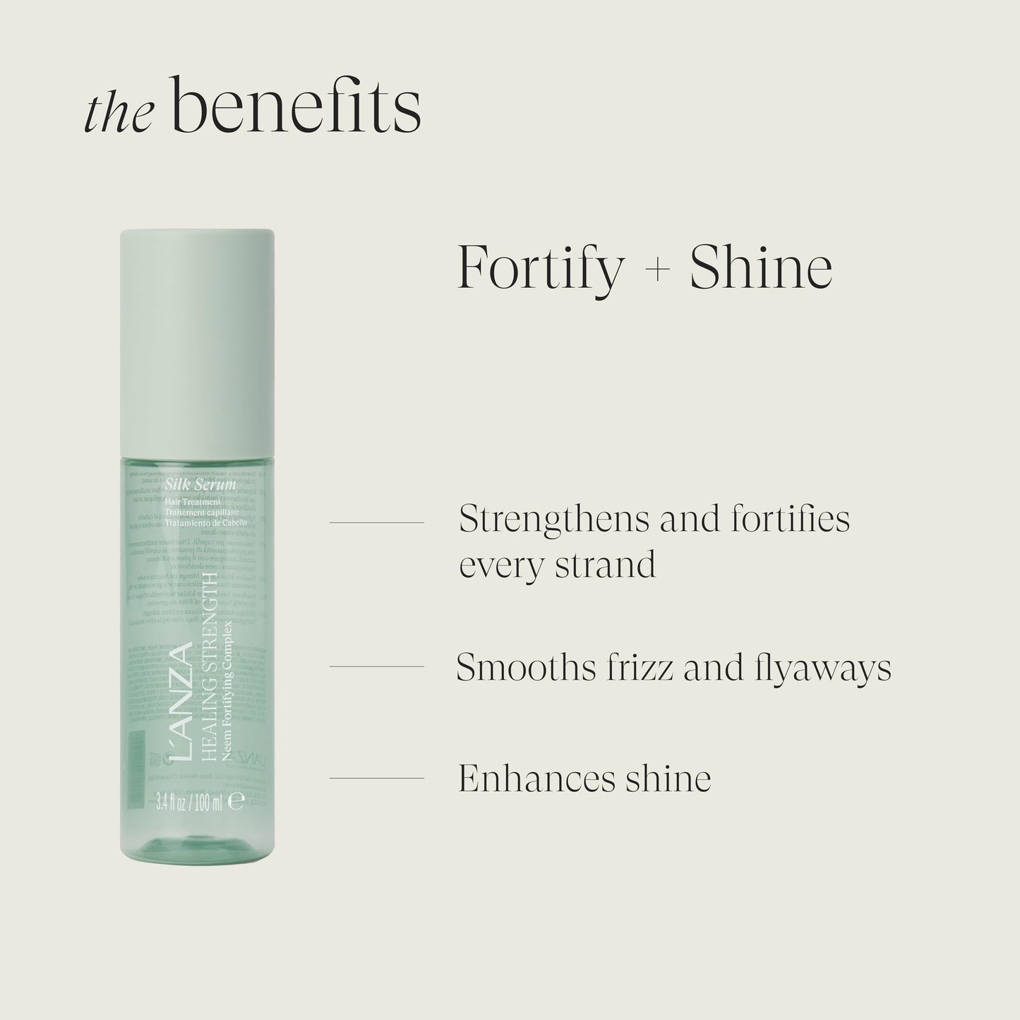 L'ANZA Healing Strength Silk Serum | Strengthens & Repairs Damaged Hair | UV & Heat Protection | Smooths Split Ends | Anti-Frizz Shine | 3.4 Fl Oz