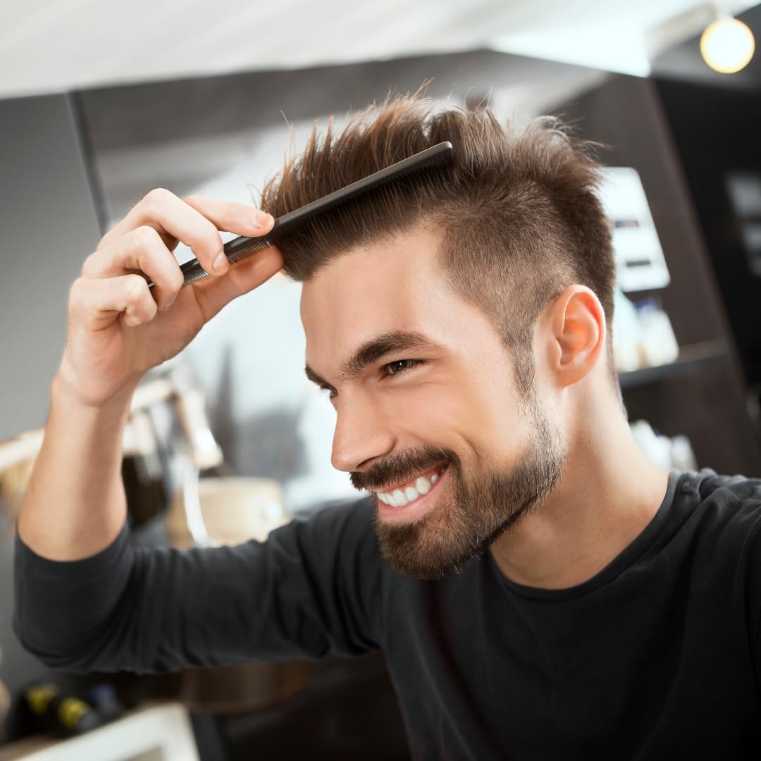 GENTS 5-Pack Pocket Combs for Men – Black Unbreakable Round Teeth Beard, Mustache & Hair Combs | Fine & Coarse Teeth, Travel-Friendly Grooming Set