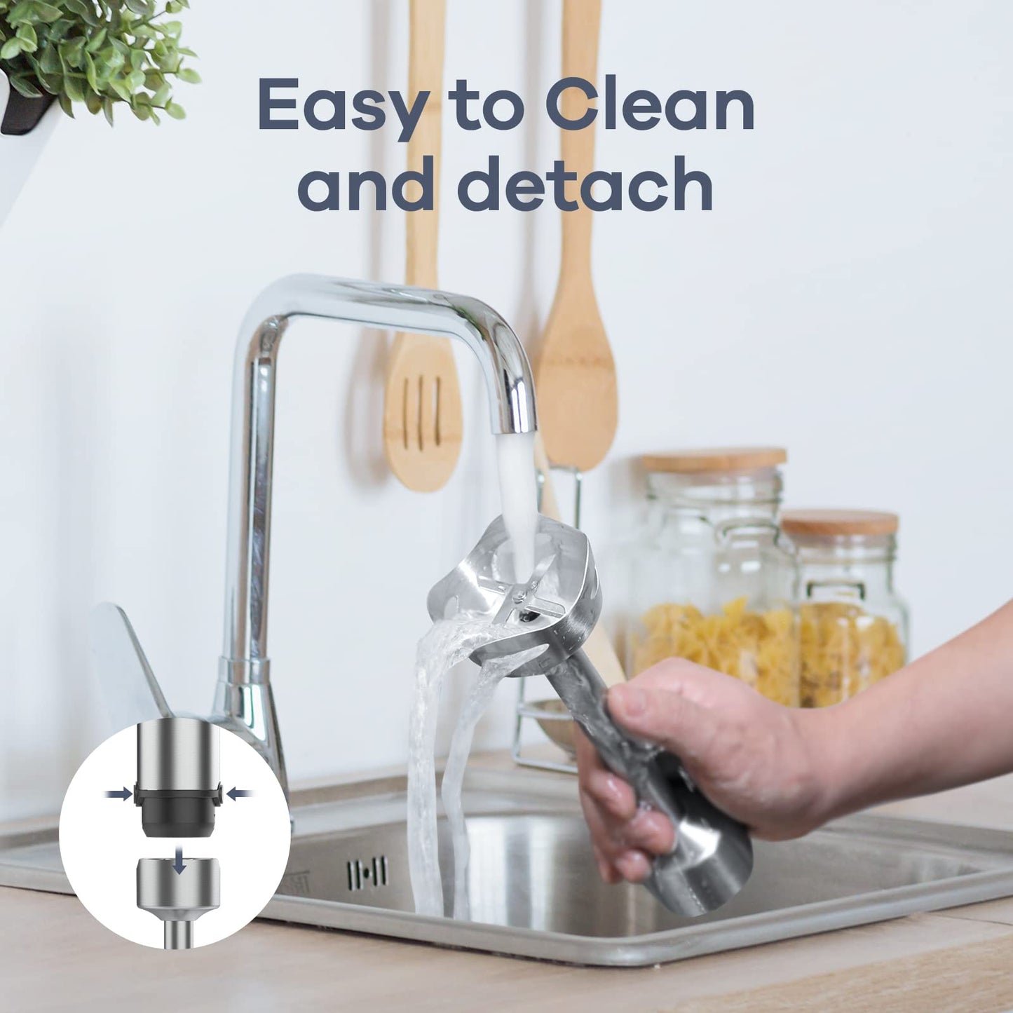 Ganiza 5-in-1 Immersion Hand Blender – 1000W, 16-Speed, Stainless Steel Blade with 800ml Beaker, 600ml Chopper, Whisk & Milk Frother