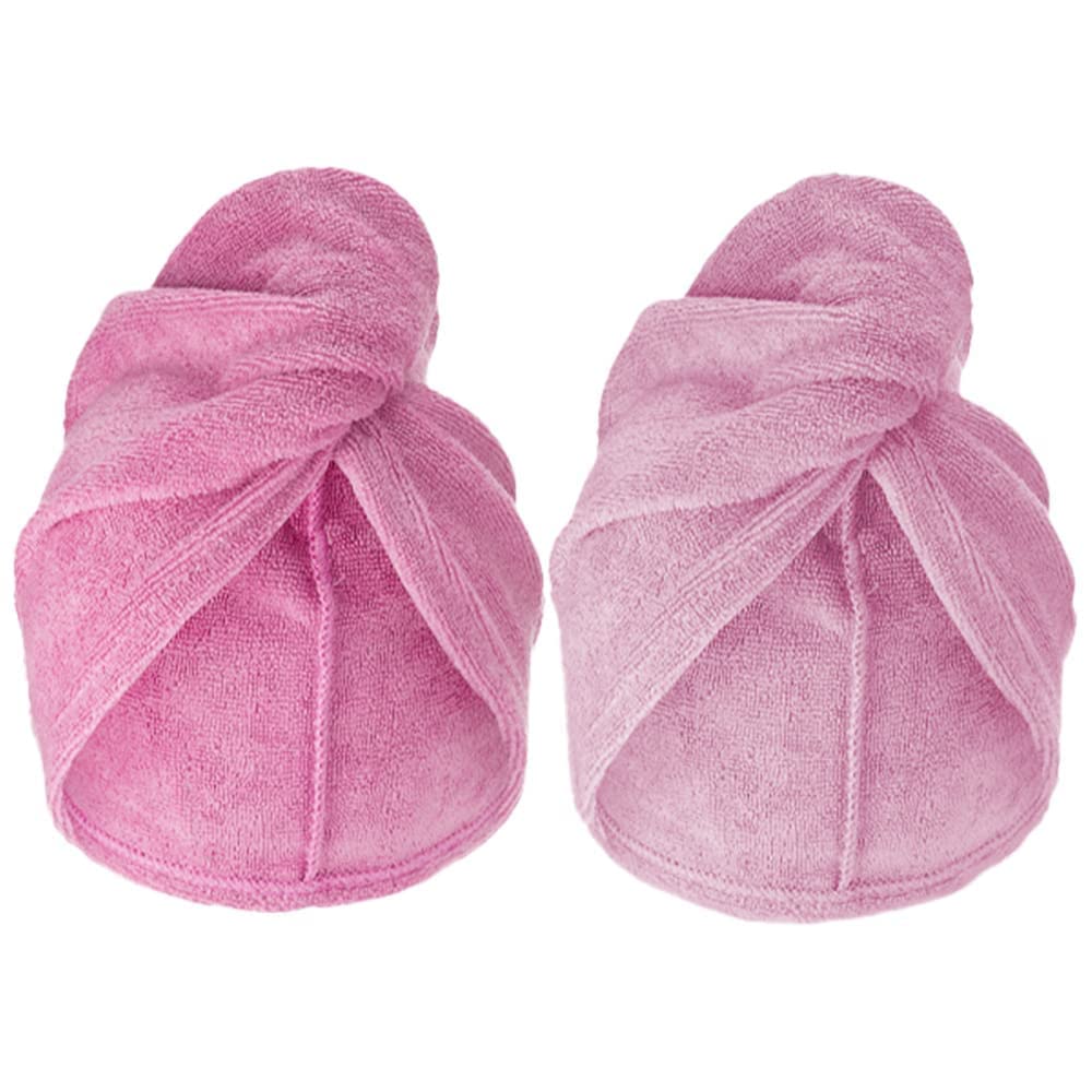 Turbie Twist Microfiber Hair Towel 2-Pack – Quick Dry Hair Wrap for Straight, Wavy & Curly Hair – Travel & Gift Set, Dark & Light Pink