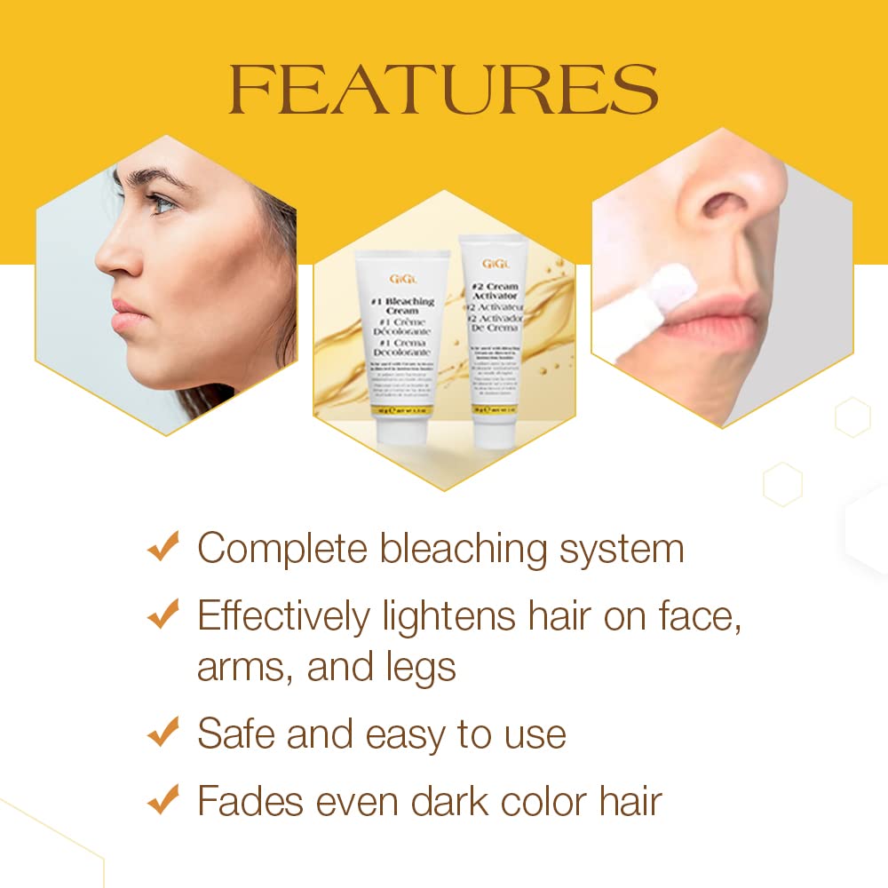 GiGi Gentle Bleaching Cream for Face, Body & Hair, 1 oz – Safe, Easy Hair Lightener for a Natural Look – Gentle Alternative to Waxing & Hair Removal