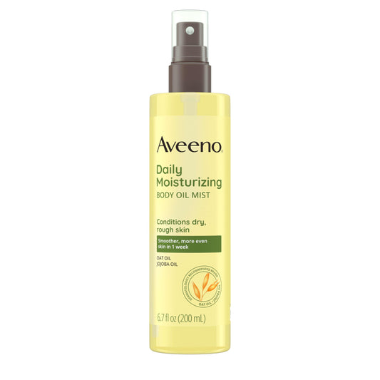 Aveeno Daily Moisturizing Body Oil Mist, Oat & Jojoba, Lightweight Non-Greasy Spray for Dry, Sensitive Skin, 6.7 fl oz, Paraben-Free