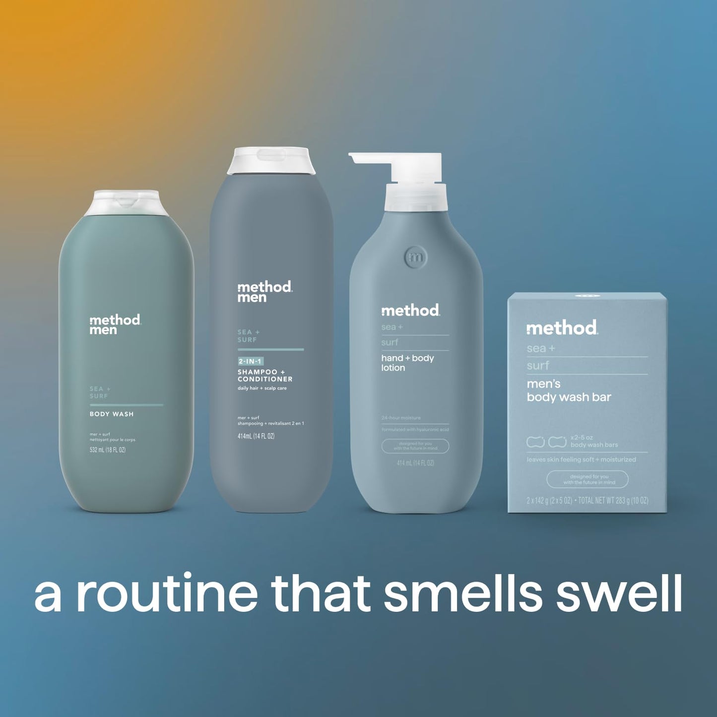 Method Men 2-in-1 Shampoo + Conditioner, Sea + Surf, 14 Ounces, Packaging May Vary