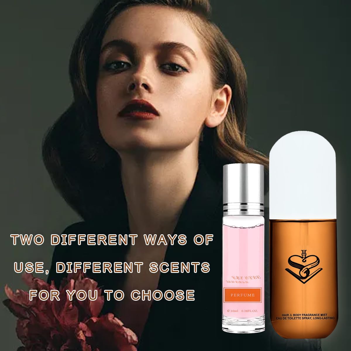 VEBERO Pheromone Hair Perfume for Women 50ml – Long Lasting Fresh Fragrance Spray & Roll-On Oil, Enhances Charm, Perfect Gift for Her