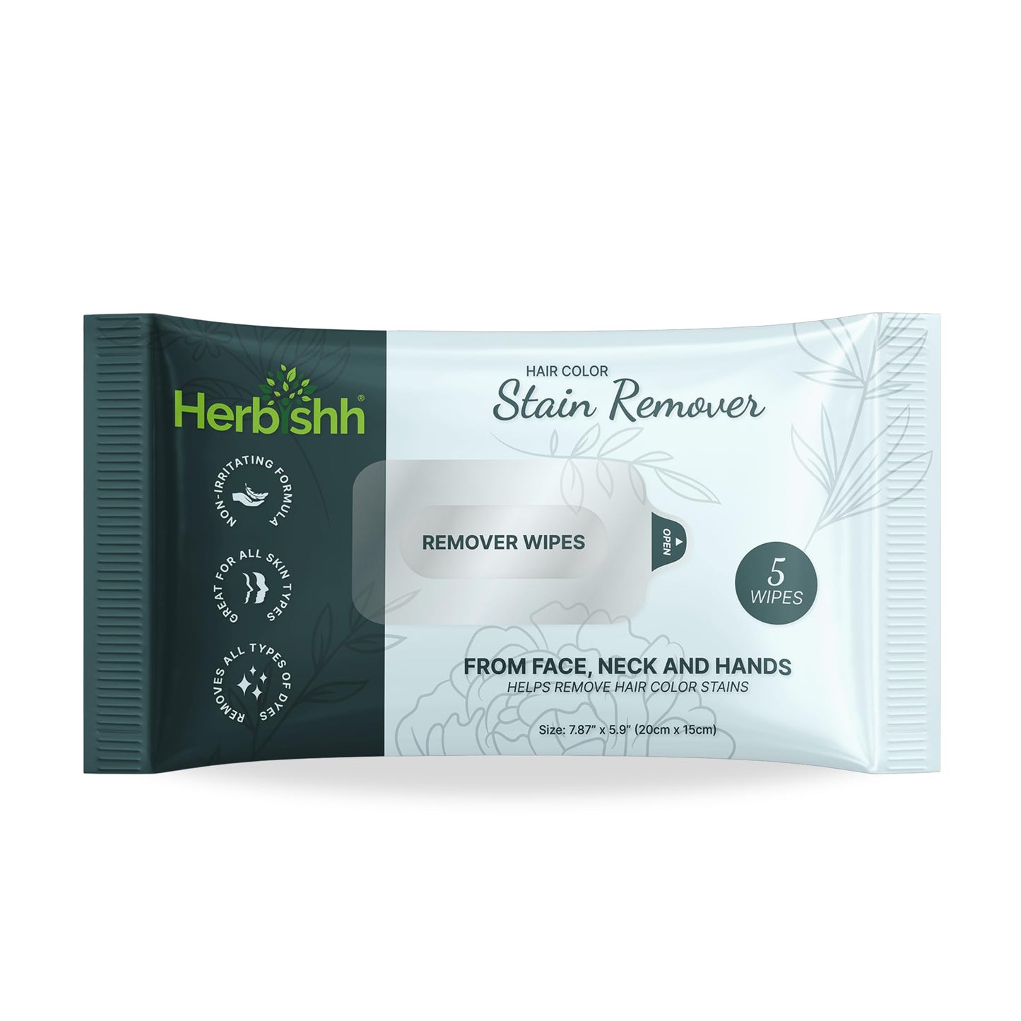 Herbishh Hair Color Stain Remover Wipes – Gentle Formula for Dye Cleanup – Easy Clean Travel Pack With 5 Skin-Friendly Wipes (Pack of 1)