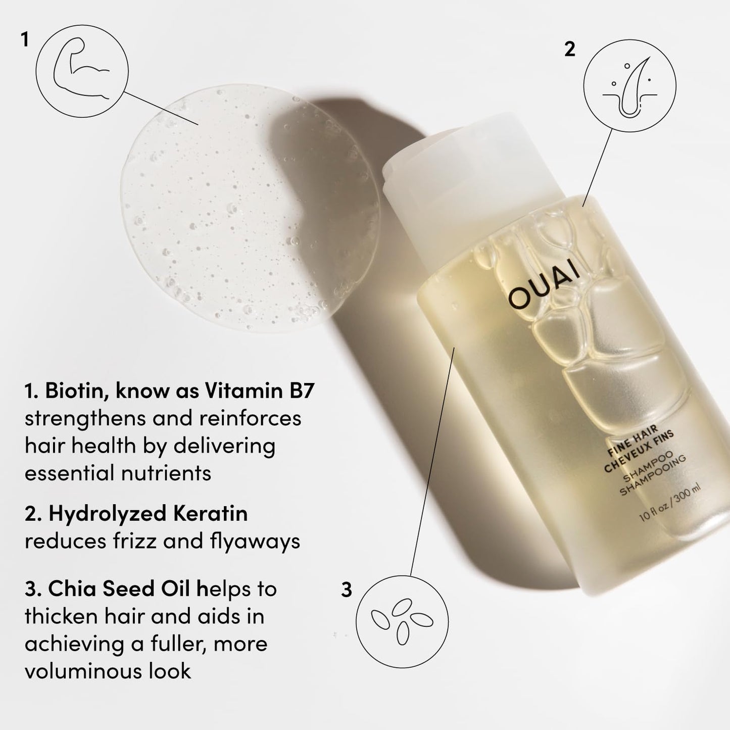 OUAI Fine Shampoo & Conditioner Set – Sulfate Free Hair Care for Women & Men with Keratin, Shea Butter, Avocado Oil & Marshmallow Root – 10 Fl Oz