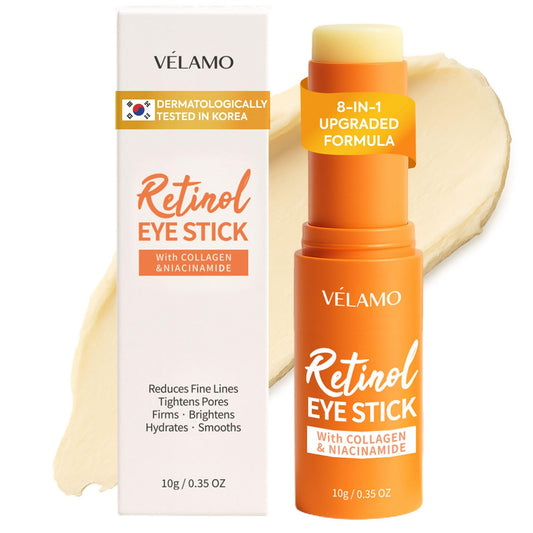 VELAMO Advanced Retinol Eye Balm Stick, Korea – 8-in-1 Collagen, Niacinamide & Peptides for Dark Circles, Puffiness & Wrinkles 0.35oz