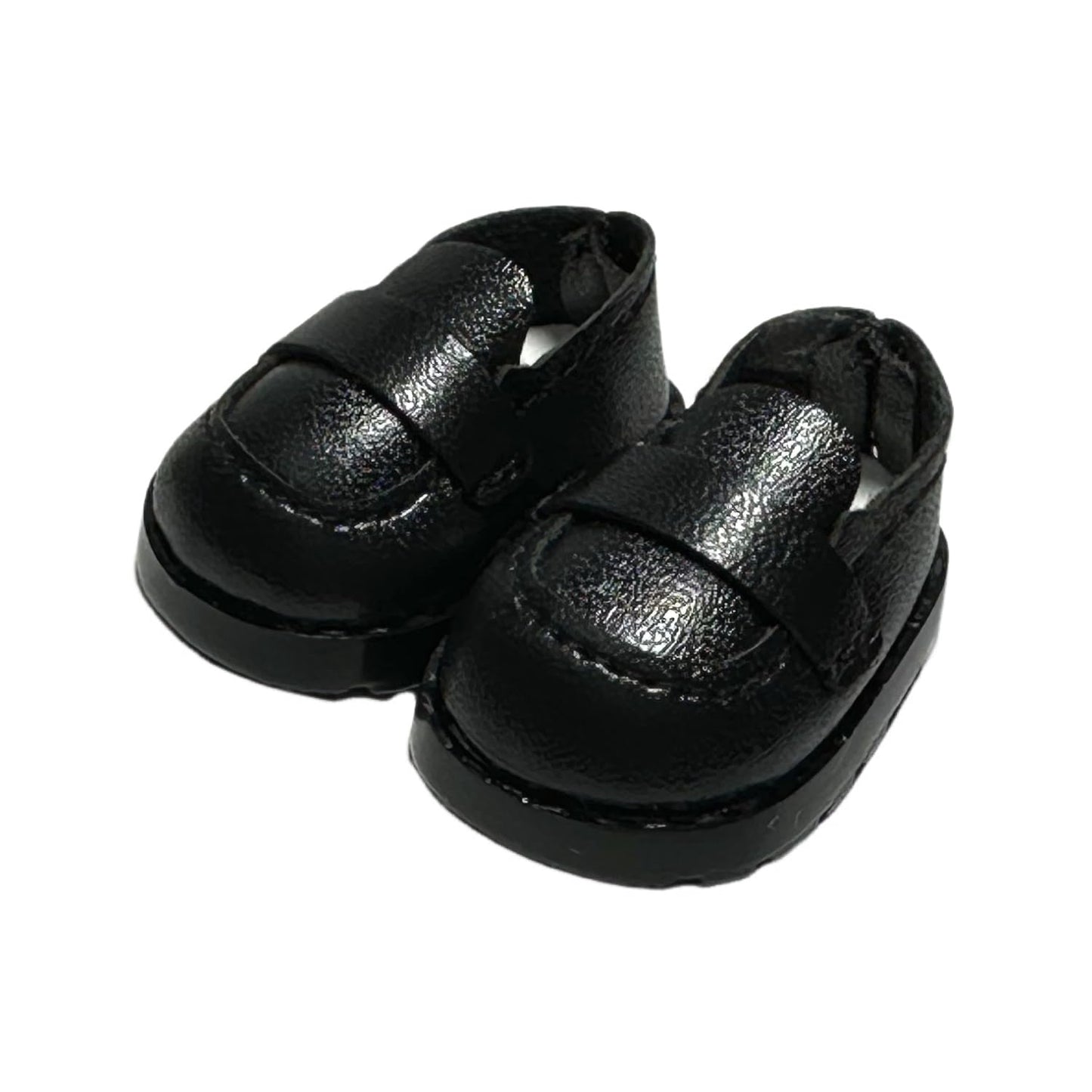 QIXINGWISE 1 Pair Doll Shoes for 15-17cm Dolls, Mini PU Leather Loafers, Fashion Doll Outfit Accessories, Black