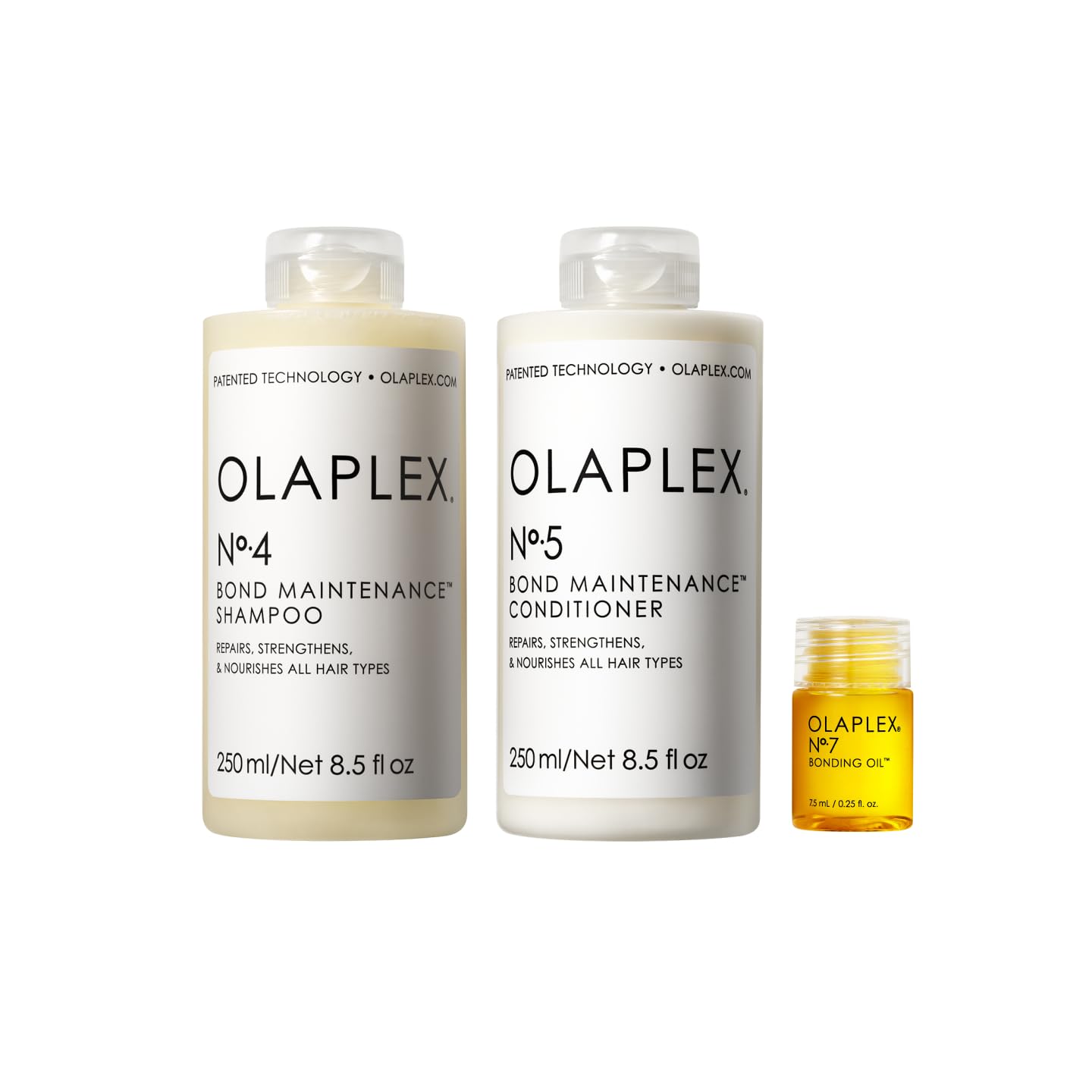 Olaplex Wash & Shine Hair Kit No.4, 5 & 7 | Shampoo, Conditioner & Bonding Oil Set to Cleanse, Hydrate, Control Frizz & Add Shine, All Hair Types