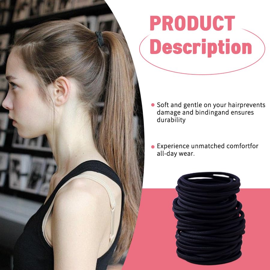 GOSICUKA 120 Pieces Black Hair Ties for Thick and Curly Hair Ponytail Holders Hair Elastic Band for Women or Men(4mm)