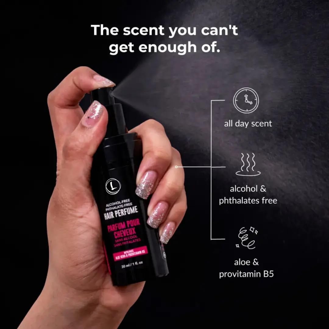 Love Ur Curls Hair Perfume Mist Spray – Signature Scent with Vanilla Musk, Warm Amber & Fruity Peach – Refreshing, Vegan & Alcohol-Free, for All Hair Types