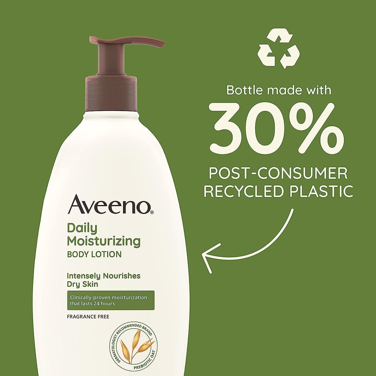 Aveeno Daily Moisturizing Body Lotion 18oz – Prebiotic Oat, Fragrance & Paraben Free, Non-Greasy, Non-Comedogenic, 72-Hour Hydration for Sensitive Skin