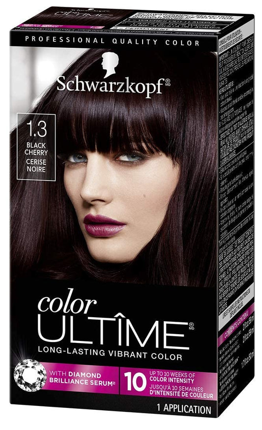 Schwarzkopf Color Ultime Hair Color 1.3 Black Cherry | Permanent Hair Dye for Vivid, Fade-Resistant Color & Shine Up to 10 Weeks, 1 Application