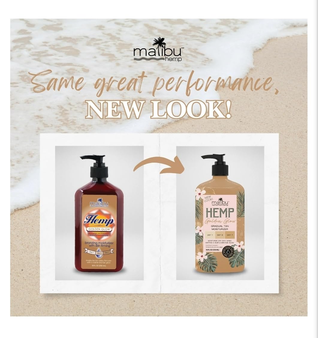 Malibu Tan Hemp Golden Glow Skin Firming Lotion, Medium Deep, 18 fl oz (530 ml) - 1-PACK