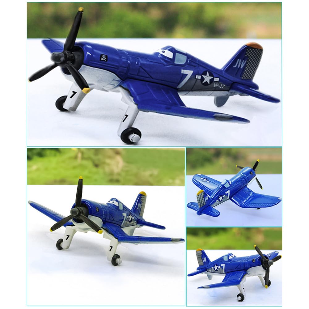 2 Pack Planes No.7 Dusty and Skipper Metal Diecast Plane Model Toy, Best Gift for Kids and Collectors (Dusty and Skipper)