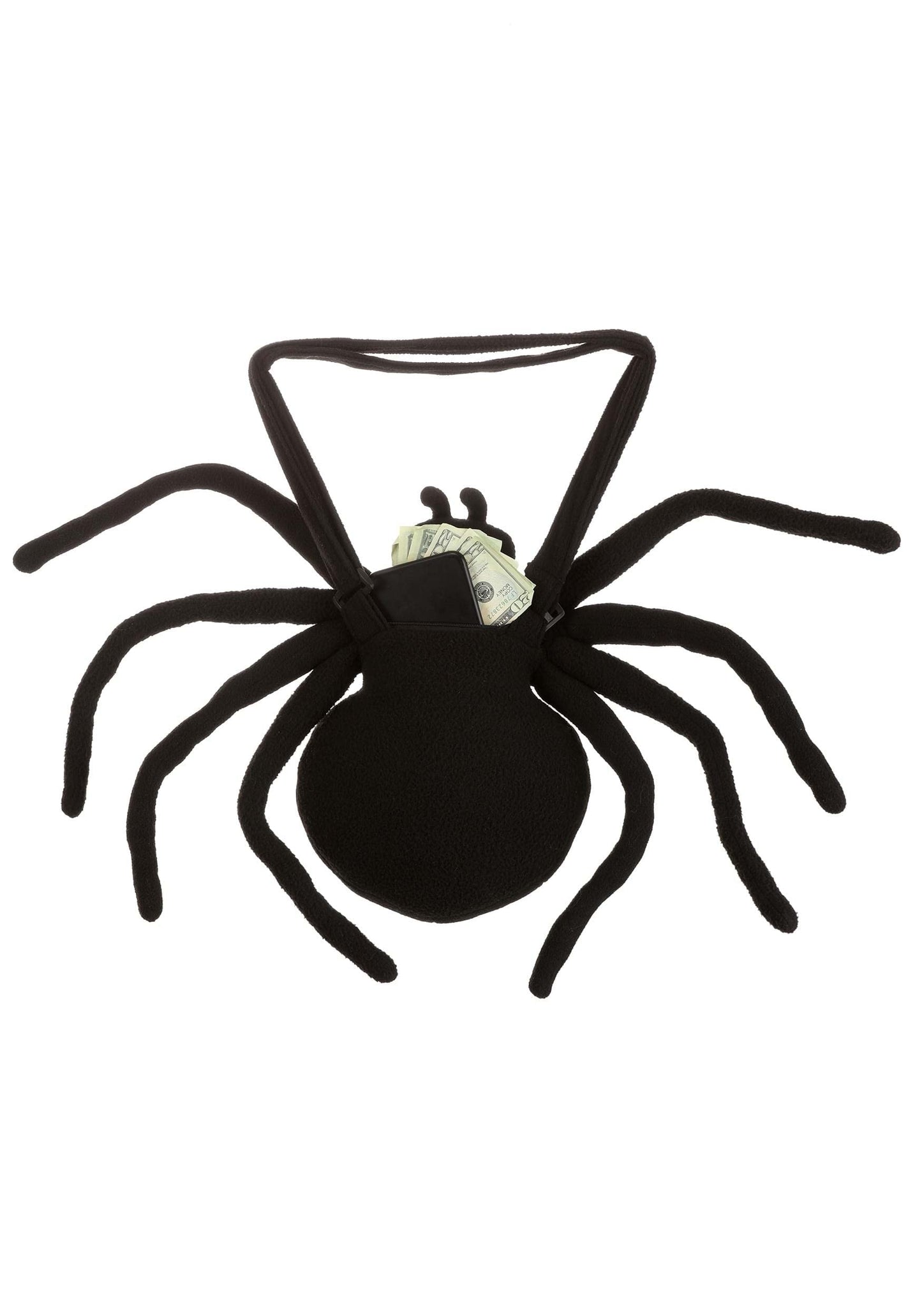 elope Black Widow Costume Companion Pursetuffed Velour Spider with Adjustable Strap - Standard